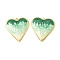 304 Stainless Steel Enamel Pendants, Heart Charms, Ion Plating(IP), Real 18K Gold Plated, Sea Green, 31x29.5x3mm, Hole: 1.8mm