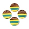 Epoxy Resin & Walnut Wood Pendants, Geometric Charms, Flat Round, 18.5x3.5mm, Hole: 2mm