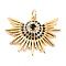 Brass Cubic Zirconia Pendants, Long-Lasting Plated, with Jump Ring, Sun, Real 18K Gold Plated, 18.5x24.5x4mm, Hole: 3mm