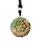 Orgonite Chakra Natural & Synthetic Mixed Stone Pendant Necklaces, Nylon Thread Necklace for Women, Flat Round, Flower, 25.59 inch(65cm)