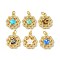 Brass Micro Pave Cubic Zirconia Pendants, Cadmium Free & Lead Free, with Synthetic Opal and Jump Ring, Flower with Star, Real 18K Gold Plated, 19.5x17x3mm, Hole: 3.5mm