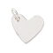 925 Sterling Silver Heart Charms, with Jump Rings, Silver, 6.5x7x0.5mm, Hole: 1.4mm