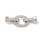 Brass Micro Pave Clear Cubic Zirconia Fold Over Clasps, Cadmium Free & Nickel Free & Lead Free, Long-lasting Plated, Real Platinum Plated, 30mm, Hole: 4mm