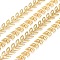 Brass Handmade Cobs Chains, Link Chains, with Spool, Long-Lasting Plated, Soldered, Leaf, Real 18K Gold Plated, 7x6.5x0.5mm, about 32.8 Feet(10m)/roll