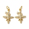 Brass Micro Pave Clear Cubic Zirconia Pendants, Star Charms, with Jump Ring, Rack Plating, Long-Lasting Plated, Lead Free & Cadmium Free, Real 18K Gold Plated, 16.5x12x3mm, Hole: 3.5mm