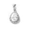 Brass Micro Pave Clear Cubic Zirconia Pendants, Teardrop Charms, Rack Plating, Long-Lasting Plated, Lead Free & Cadmium Free, Platinum, 13.5x9x4mm, Hole: 4x2.5mm