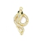 Brass Clear & Green Cubic Zirconia Snake Connector Charms, Lead Free & Cadmium Free, Long-Lasting Plated, Rack Plating, Real 18K Gold Plated, 26.5x13.5x4.5mm, Hole: 1.2mm