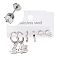 3 Pairs 3 Styles 304 Stainless Steel Hoop & Studs Earrings Set for Women, with Clay Rhinestone & Cubic Zirconia, Angle Dangle Earrings, Stainless Steel Color, 13~27x2~11.5mm, 1 pair/style