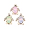 Alloy Glass Pendants, with Rhinestone, Cadmium Free & Lead Free, Penguin Charms, Mixed Color, 24x19.5x6.5mm, Hole: 1.6mm