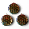 Flat Round Epoxy Resin Pendants, Spiritual Charms, with Natural Amethyst & Lapis Lazuli & Sodalite & Green Aventurine & Tiger Eye & Carnelian & Red Jasper Chips inside, and Brass Sticker, Flower of Life Pattern, 39.5x35x10.5~11.5mm, Hole: 1.8mm