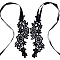 Nylon Embroidery Lace Anklet with Toe Ring, Floral Barefoot Sandals for Bridal Wedding, Black, 930x80x1mm