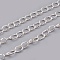 Iron Twisted Chains, Unwelded, with Spool, Oval, Silver, 8x6x1mm, about 164.04 Feet(50m)/roll