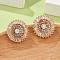 Flat Round Brass Micro Pave Clear Cubic Zirconia Stud Earrings for Women, Cadmium Free & Lead Free, Long-Lasting Plated, Rack Plating, Golden, 16.5mm