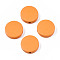 Painted Natural Poplar Wood Beads, Flat Round, Dark Orange, 15x4.5mm, Hole: 1.2mm