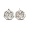 Non-Tarnish 304 Stainless Steel Pendants, Octagon with Lotus Charms, Stainless Steel Color, 18.5x16x2.5mm, Hole: 1.5mm