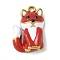 304 Stainless Steel Enamel Pendants, Golden, Fox Charm, Red, 22x14.5x6.5mm, Hole: 1.8mm
