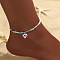 Heart Alloy Charm Anklets for Women, Silver, 8-1/4 inch(210mm)