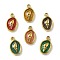 304 Stainless Steel Enamel Pendants, Oval with Conch Charm, Ion Plating(IP), Real 18K Gold Plated, Mixed Color, 17x10x3mm, Hole: 1.5mm
