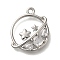 Rack Plating Brass Micro Pave Cubic Zirconia Pendants, Cadmium Free & Nickel Free & Lead Free, Long-Lasting Plated, Planet with Star, Platinum, 17x14.5x2.5mm, Hole: 1.4mm