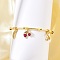 Brass Micro Pave Cubic Zirconia Fruit Charm Bangles for Women, Cherry & Lemon, Lead Free & Cadmium Free, Long-Lasting Plated, Real 18K Gold Plated, Inner Diameter: 2x2-1/8 inch(5.1x5.4cm), pendant: 12~13x6~11x2~4mm.