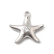 Brass Micro Pave Cubic Zirconia Pendants, Cadmium Free & Nickel Free & Lead Free, Real Platinum Plated, Starfish, 14x15x3.5mm, Hole: 1.4mm