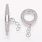Brass Micro Pave Cubic Zirconia Ring Toggle Clasps, Platinum, Ring: 15x13x2mm, Bar: 6x27x4mm.