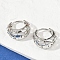 Hollow Triangle Brass Micro Pave Clear Cubic Zirconia Hoop Earring, Long-Lasting Plated, Cadmium Free & Lead Free, Rack Plating, Platinum, 17.5x9x16mm