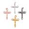 Brass Micro Pave Cubic Zirconia Pendants, Cross, Mixed Color, 33.5x21.5x3.5mm, Hole: 2mm