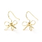 Bowknot Shape Brass Earring Hooks, Bowknot Ear Wire, with Vertical Loops, Golden, 22 Gauge, 16x15mm, Hole: 2mm, Pin: 0.6mm