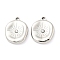 304 Stainless Steel Pendants, with Rhinestone, Flat Round with Sun, Stainless Steel Color, 16.5x13x2.5mm, Hole: 1.4mm