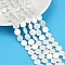 Electroplate Porcelain Imitation Pearl Beads Strands, Flat Round, White, 10x3mm, Hole: 0.7mm, about 36pcs/strand, 15.16''(38.5cm)