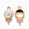 Alloy Pendant Rhinestone Settings, with Enamel, Lollipop, Light Gold, White, Fit for 1mm Rhinestone, 18.5x10x2mm, Hole: 1.6mm