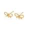 Brass Stud Earring Findings, Long-Lasting Plated, Nickel Free, Bowknot, Real 18K Gold Plated, 6.5x13.5mm, Hole: 1mm, Pin: 1mm