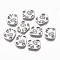Brass Micro Pave Clear Cubic Zirconia Charms, Cadmium Free & Nickel Free & Lead Free, Polygon with Evil Eye, Real Platinum Plated, 14x12x1.5mm, Hole: 1.2mm