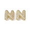 Brass Micro Pave Clear Cubic Zirconia Pendants, Cadmium Free & Nickel Free & Lead Free, Letter N, 24.5x22.5x7.5mm, hole: 4x2mm and 3.5x2mm
