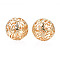 Brass Beads, Hollow, Nickel Free, Round with Dragonfly, Light Gold, 23mm, Hole: 3.5mm