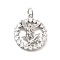 Rack Plating Brass Micro Pave Cubic Zirconia Pendants, Flat Round with Fairy Charm, Long-Lasting Plated, with Jump Rings, Cadmium Free & Lead Free, Real Platinum Plated, 18.5x16x3.5mm, Hole: 3mm