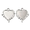Non-Tarnish 304 Stainless Steel Pendant Cabochon Settings, Melting Heart, Stainless Steel Color, Tray: 14x13mm, 21.5x19.5x2mm, Hole: 3mm