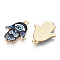 Printed Light Gold Tone Alloy Pendants, Hamsa Hand with Eye Charms, Aquamarine, 23x18x2mm, Hole: 1.4mm