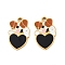 304 Stainless Steel Enamel Pendants, Ion Plating(IP), Golden, Dog & Heart, Chocolate, 15.5x10.5x1.5mm, Hole: 1.5mm
