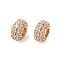 Brass Micro Pave Clear Cubic Zirconia Beads, Nickel Free, Tracks, Golden, 10x5mm, Hole: 4mm