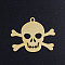 201 Stainless Steel Pendants, Pirate Style Skull, Golden, 12x15x1mm, Hole: 1.5mm