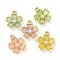 Alloy Resin Pendants, with ABS Imitation Pearl, Lead Free & Cadmium Free, Flower, Golden, Mixed Color, 16x13x4mm, Hole: 1.4mm