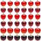 36Pcs Plastic Pendants, with Golden Tone CCB Plastic Loops, Cherry Charms, Mixed Color, 20~23.5x15~20mm, Hole: 1.2mm