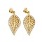 Brass Micro Pave Cubic Zirconia Pendants, Leaf Charms, Cadmium Free & Lead Free, Rack Plating, Long-Lasting Plated, Real 18K Gold Plated, 27x13x4mm, Hole: 4.5x3.5mm