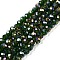 Electroplate Glass Beads Strands, AB Color Plated, Faceted, Rondelle, Dark Green, 4x3mm, Hole: 0.4mm, about 110~115pcs/strand, 39~40cm