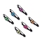 Halloween Theme Skull Iron Pendants, with Acrylic, Mixed Color, 29.5x10x8.5mm, Hole: 2.5mm