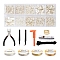 Jewelry Making Tool Sets, Including Pliers, Tape Measure, Vernier Caliper, Brass Rings, Tweezers, Nylon Cord, Copper Wire, Elastic Thread, Alloy Clasps and Iron Findings, Mixed Color, about 1162pcs/set