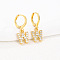 Brass Micro Pave Clear Cubic Zirconia Hoop Earrings, Golden, Letter W, 25x8mm