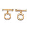 Brass Micro Pave Clear Cubic Zirconia Toggle Clasps, Nickel Free, Ring, Real 18K Gold Plated, Ring: 15x13x2mm, Bar: 21x4.5x2mm, Jump Ring: 5x1mm, 3mm inner diameter